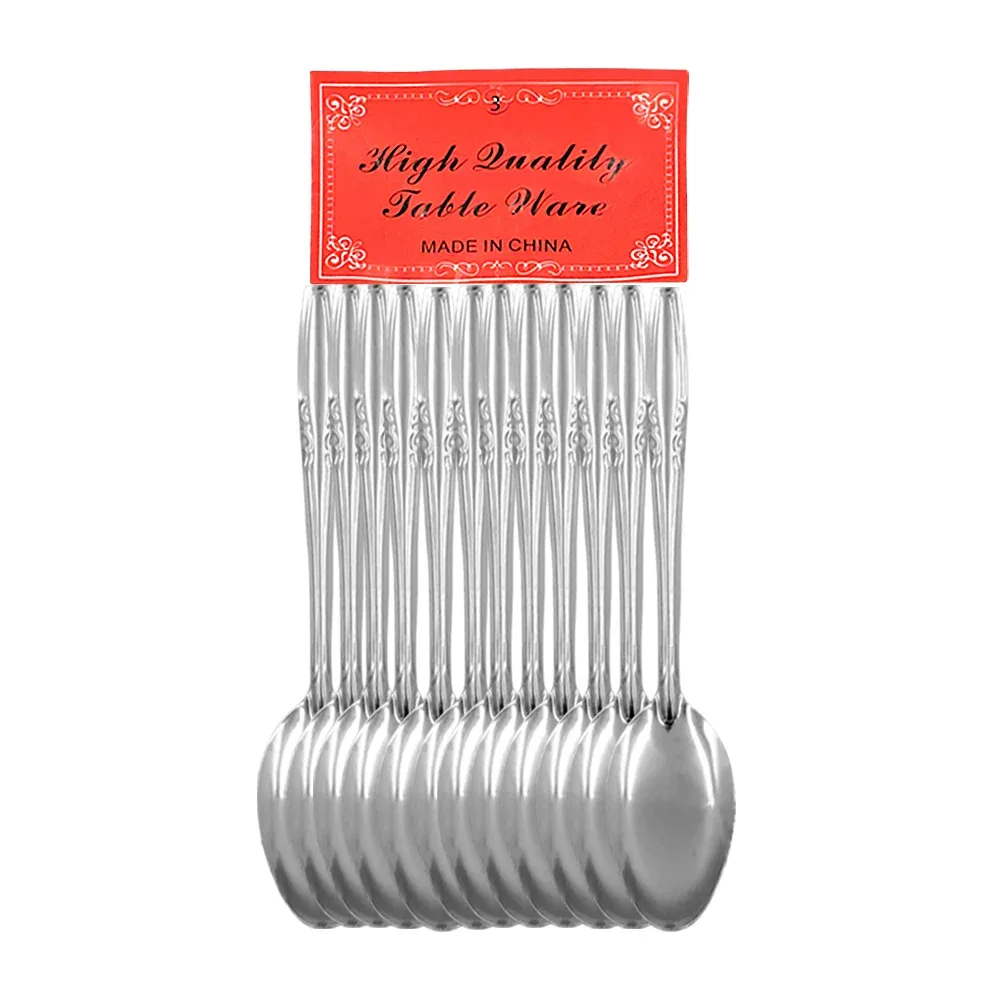Paquete con 12 cucharas soperas de 18cm de acero inoxidable