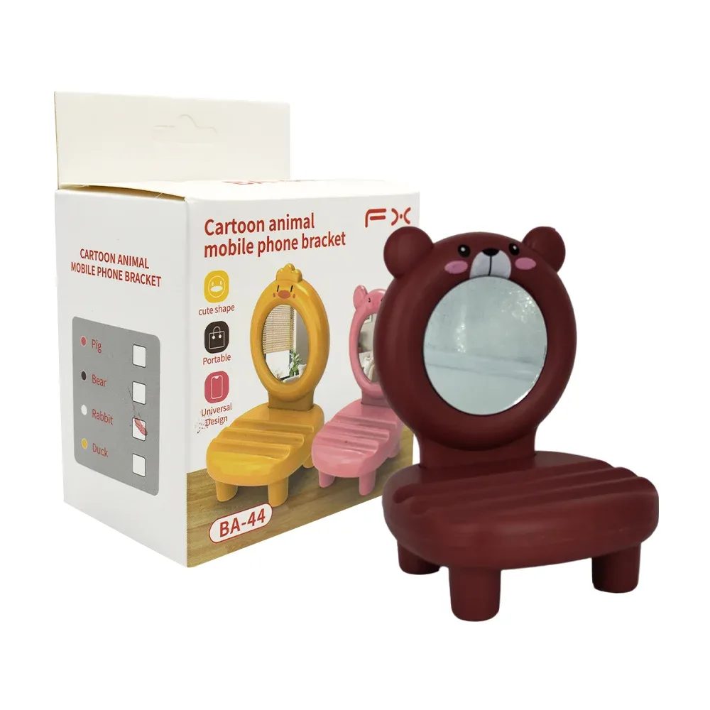 Soporte para smartphone en forma de tocador con diseño de animales con espejo, variedad de diseños / cartoon animal mobile phone bracket / fx / ba-44