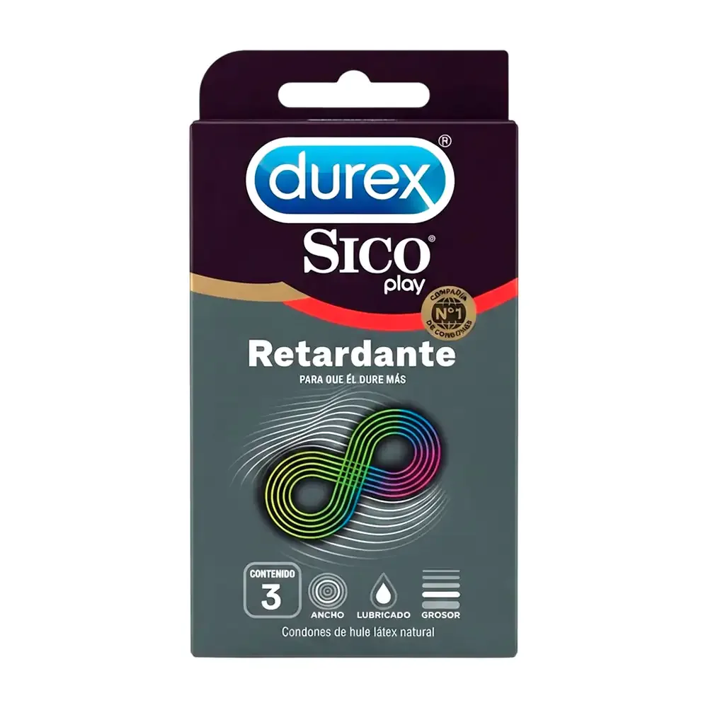 Paquete con 3 condones - preservativos durex sico play con efecto retardante / 101460