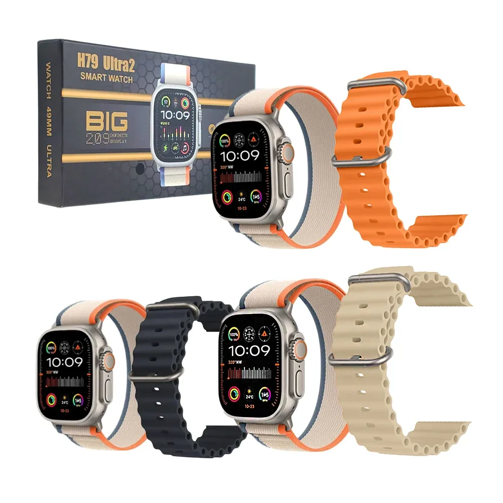Smart watch h79 ultra 2 con 2 correas intercambiables + cargador, color surtido