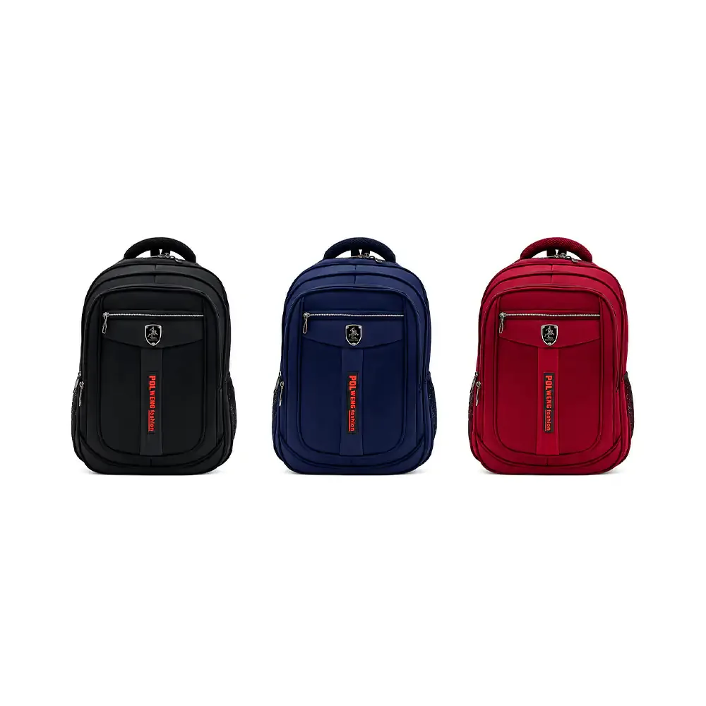Mochila rígida con 5 compartimentos, parche Polweng fashion y diseño en T rayado