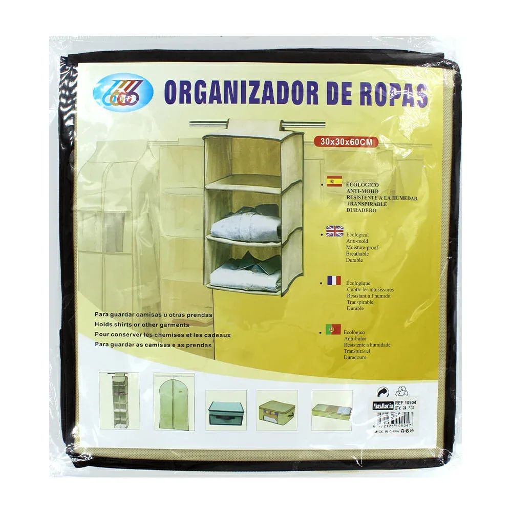 Organizador multifuncional de tela con 3 compartimentos 30x30x60cm / 10904