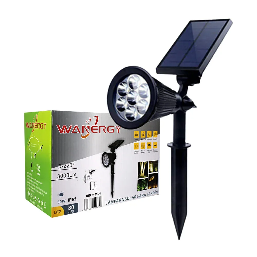 Lámpara solar wanergy en forma de estaca con panel solar 3000lm 30w 40904