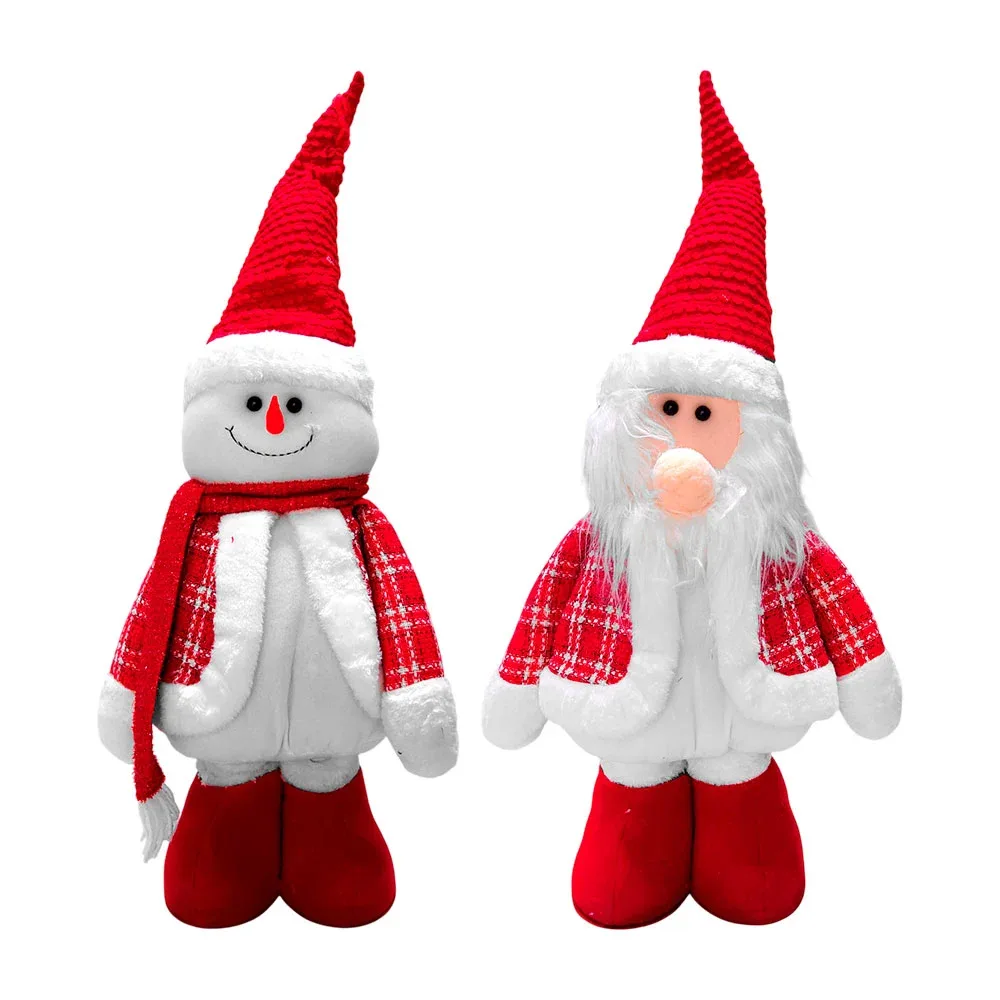 Figura estirable navideña grande afelpada en tonos rojos, variedad de modelos