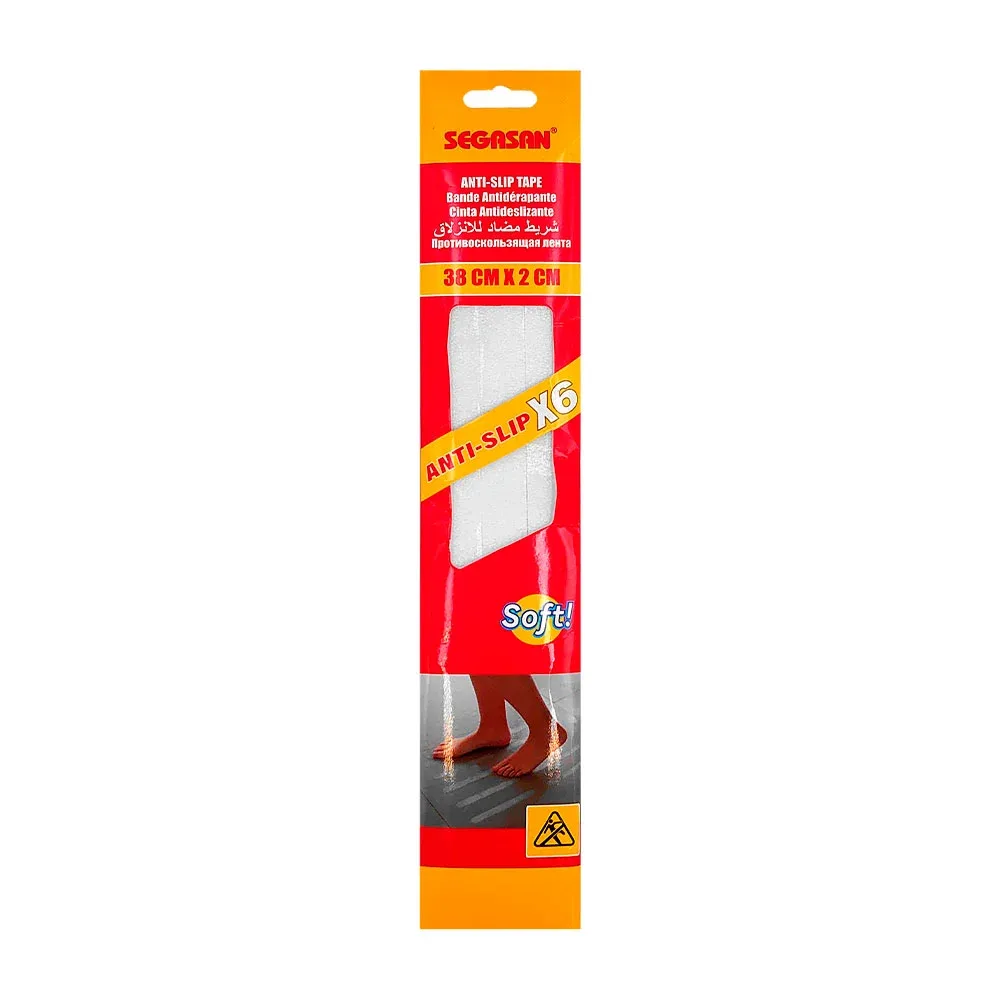 Paquete con 6 tiras de cinta antiderrapante segasan de 38x2cm / tl44783