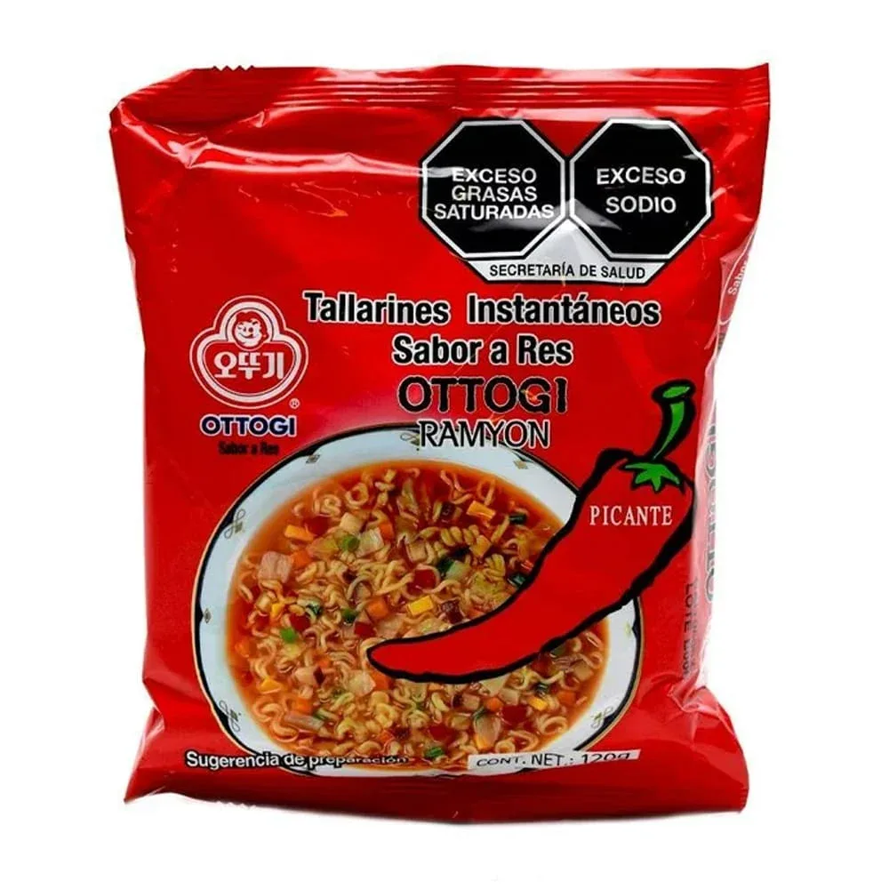 1pza Ramen / sopa instantánea ottogi ramyon picante con sabor a res 120g / 150022