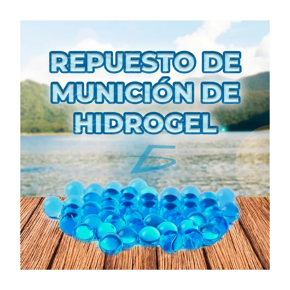 Sobre de bolitas de hidrogel color azul para pistolas de hidrogel / jug.g888.