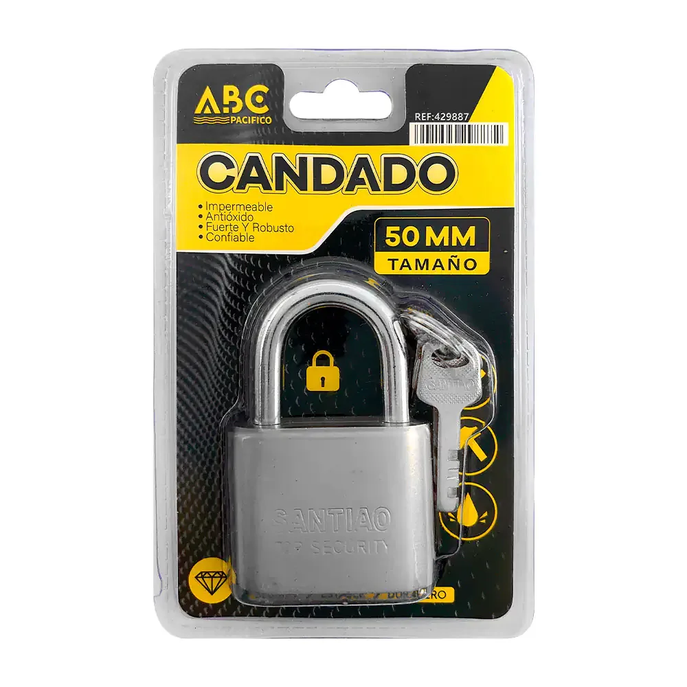 Candado de hierro 50mm, impermeable, antióxido, fuerte y robusto + juego de 3 llaves / 429887