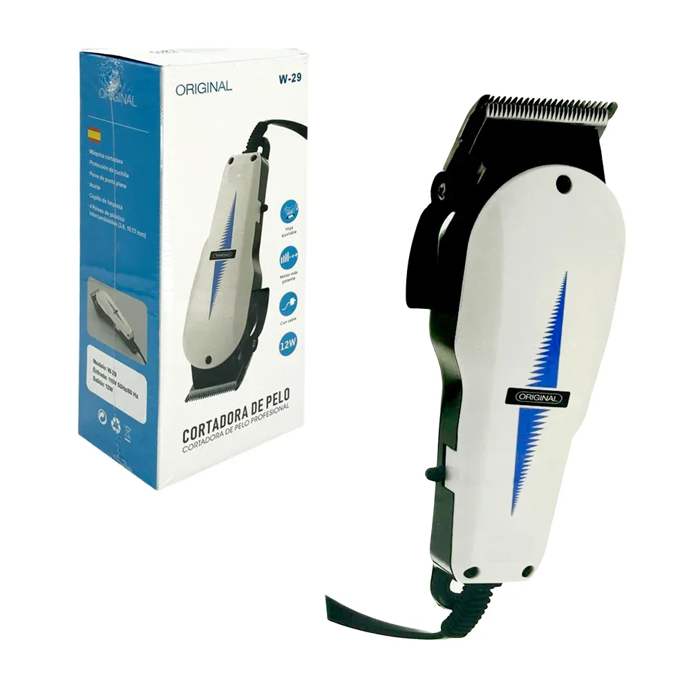 Máquina cortadora de pelo alámbrica con 4 peinetas intercambiables, 12w / original / w-29
