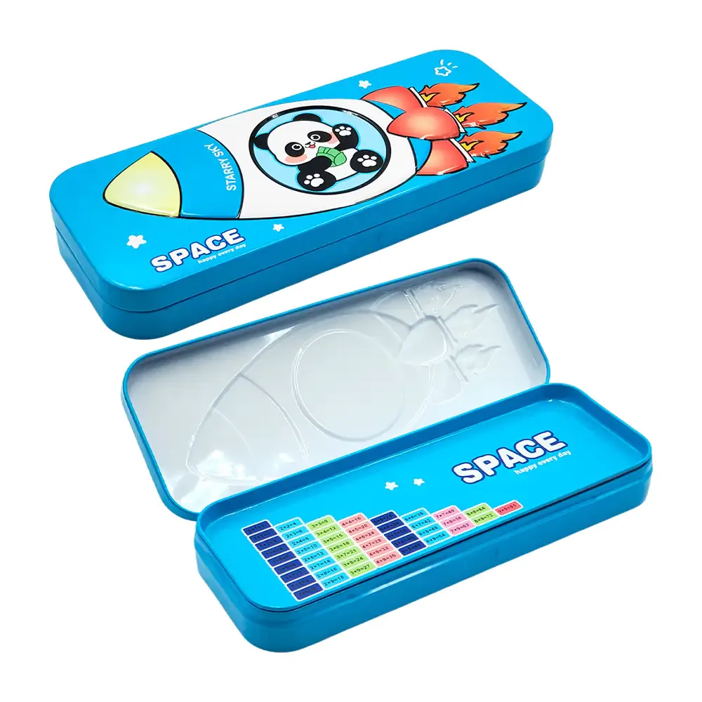 Lapicera de metal con diseño de panda en cohete, relieve 3d + separador y tablas