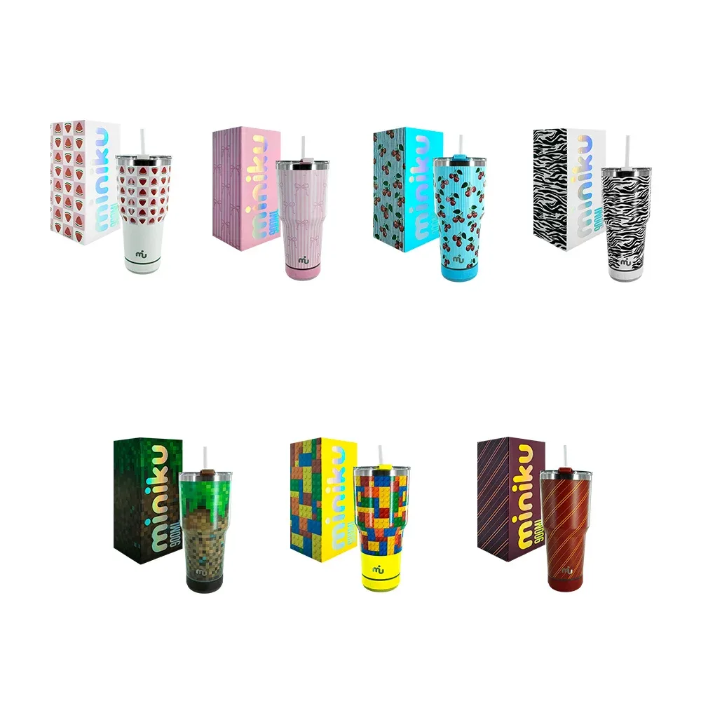 Termo de acero inoxidable miniku de 900ml + bocina bluetooth, varios colores