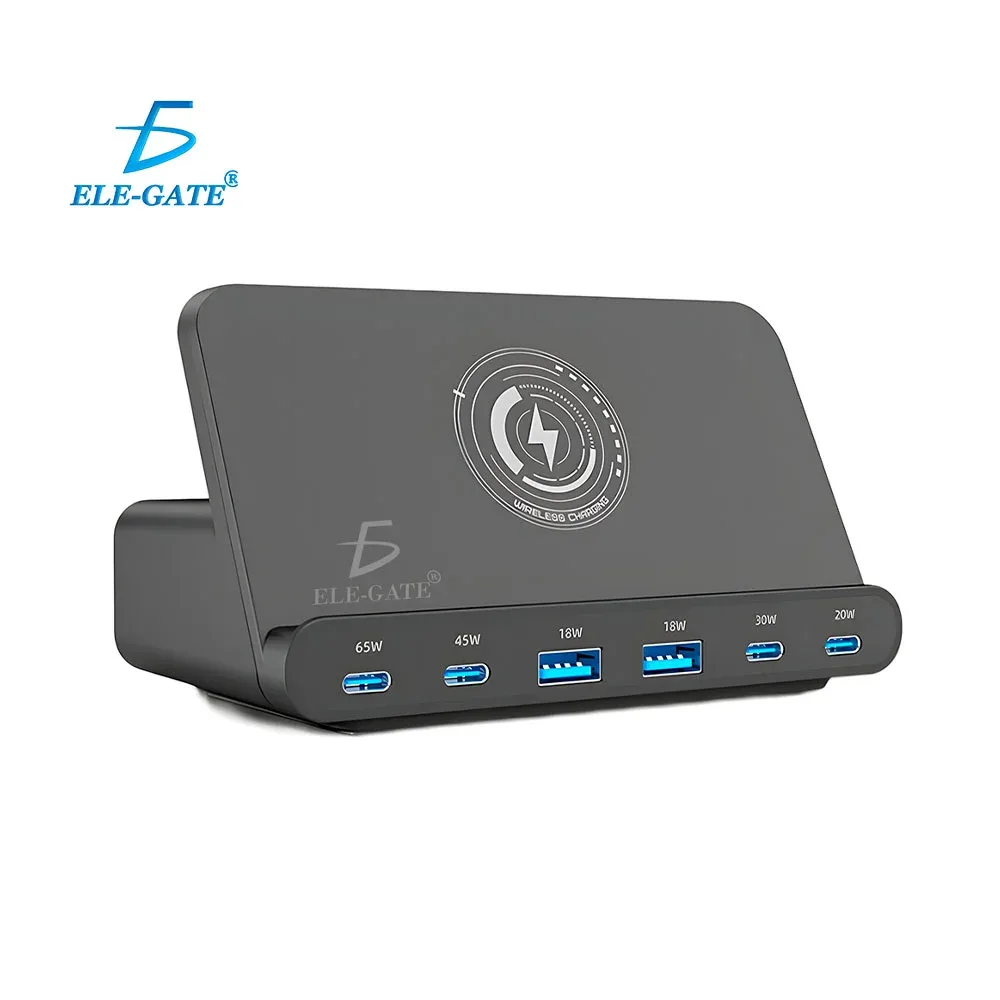 Cargador inalámbrico de escritorio para celular, 160w, 2 puertos usb y 4 tipo c