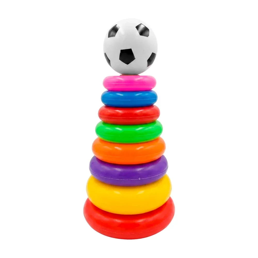 Juguete con aros didácticos + pequeño balón de fútbol, variedad de colores