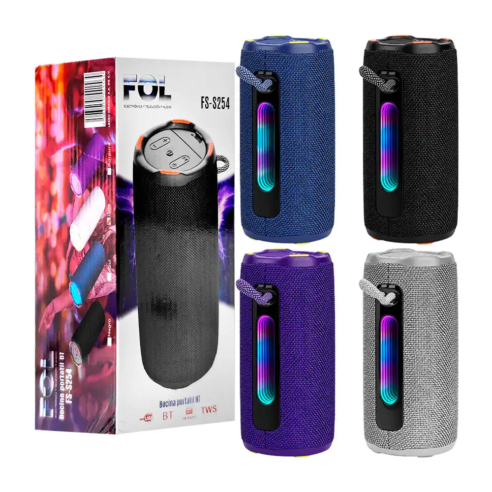 Bocina tws recargable con ventana de luz rgb infinita 10w, variedad de colores / fs-s254