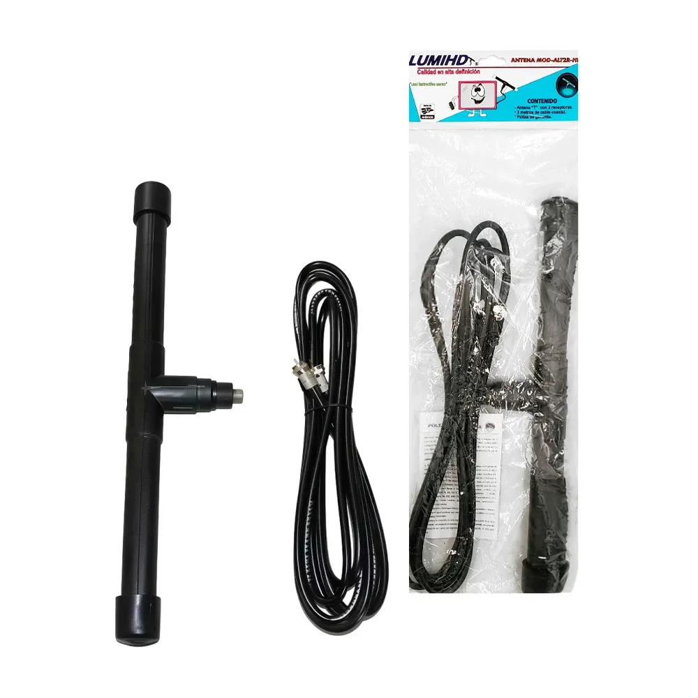 Antena hd negra con cable coxial lumihd -mod-alt2r-hd