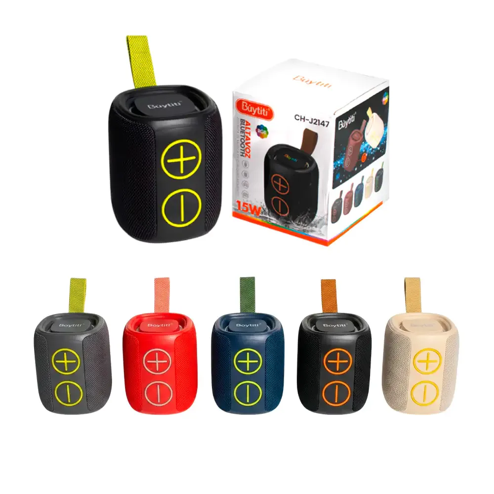 Bocina portátil inalámbrica bluetooth buytiti con luz rgb + asa, variedad