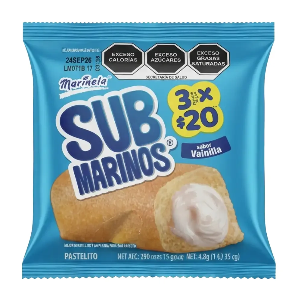 Submarinos marinela relleno sabor vainilla 105g / 153282