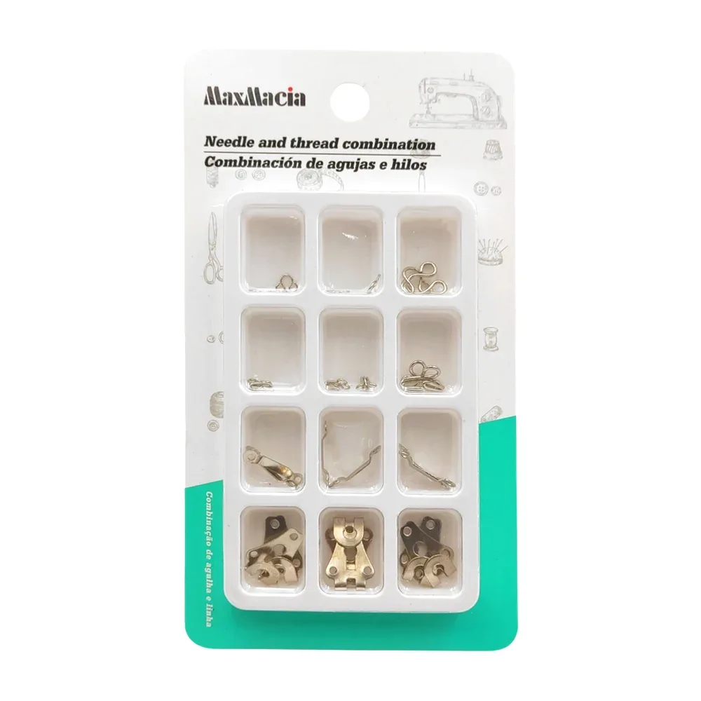 Blíster con broches y ganchos para la costura de la ropa, metalicos, multifuncionales / maxmacia