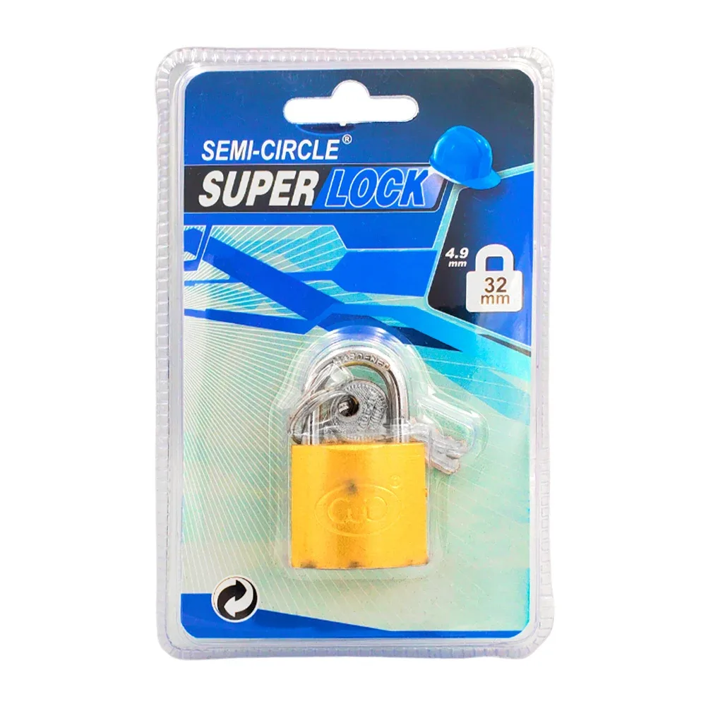 Candado metálico super lock semi-circle de 32mm + juego de 3 llaves / suo-94