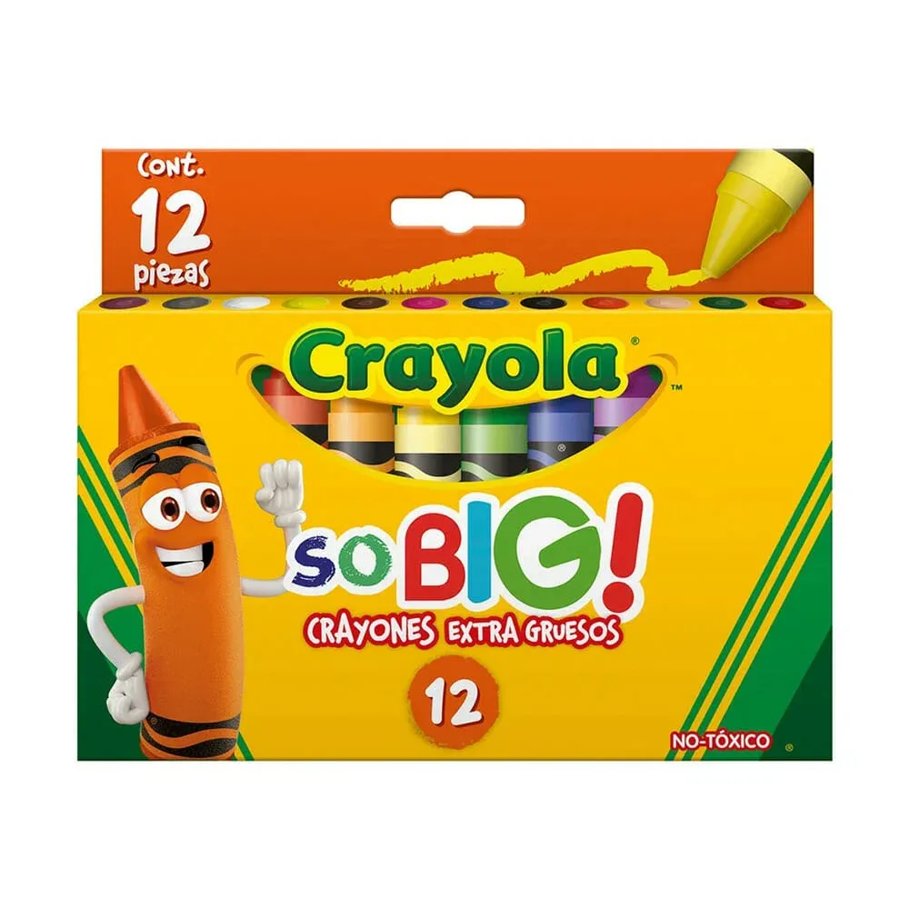 Caja con 12 crayolas gruesas extra jumbo crayola de colores, 10cm / 52-1912 / 5219120007