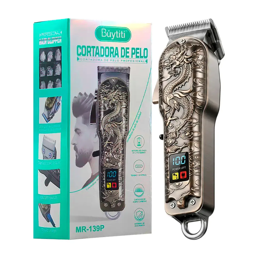 Máquina rasuradora buytiti para cortar cabello con diseño de dragón e indicador