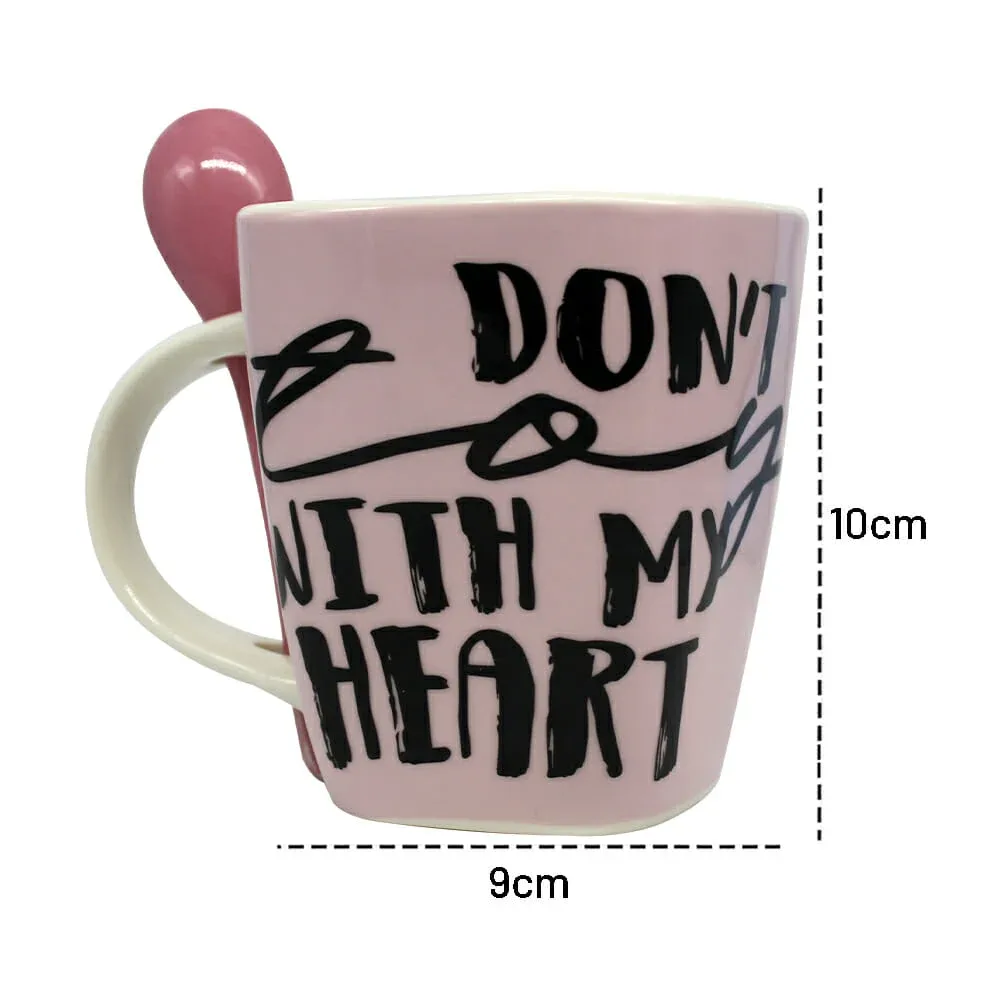 Taza de porcelana con diseño de barbie 500ml + frase y cuchara de cerámica 1738-47 1738-116