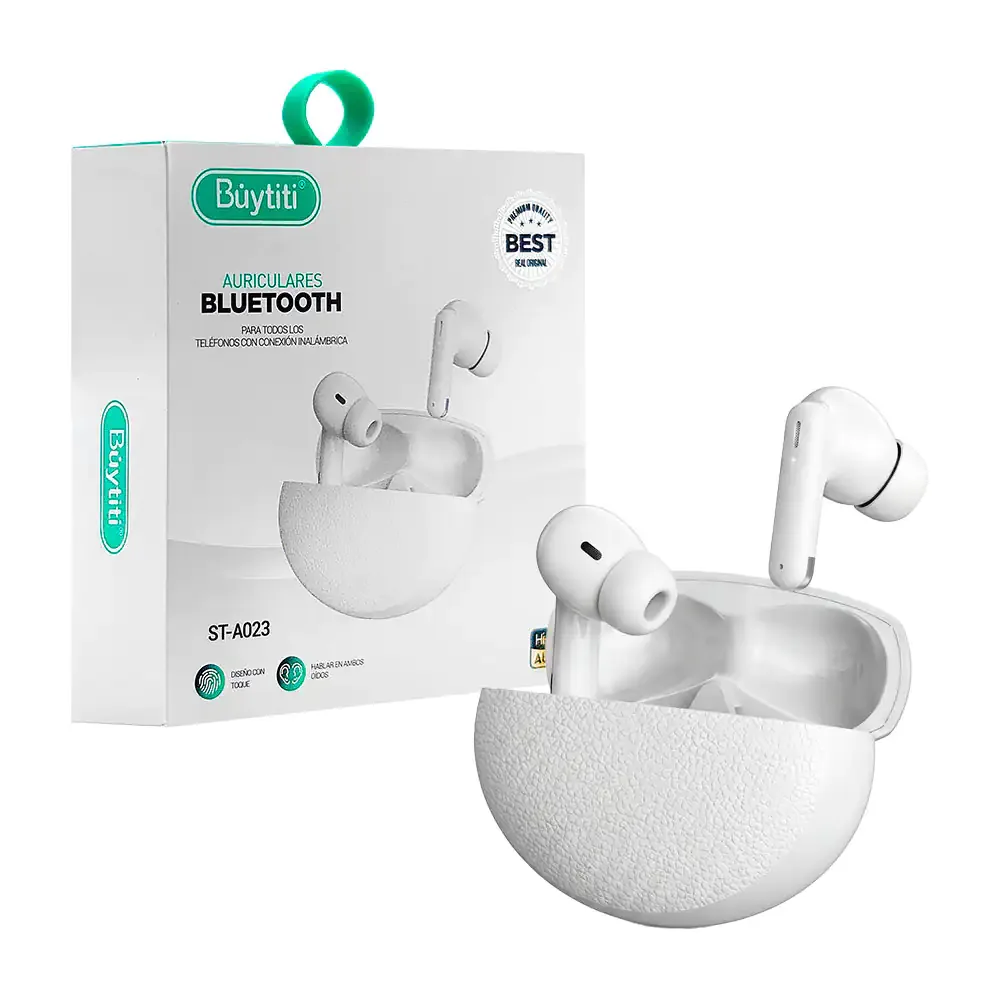 Audífonos inalámbricos bluetooth buytiti con estuche de carga tipo piel