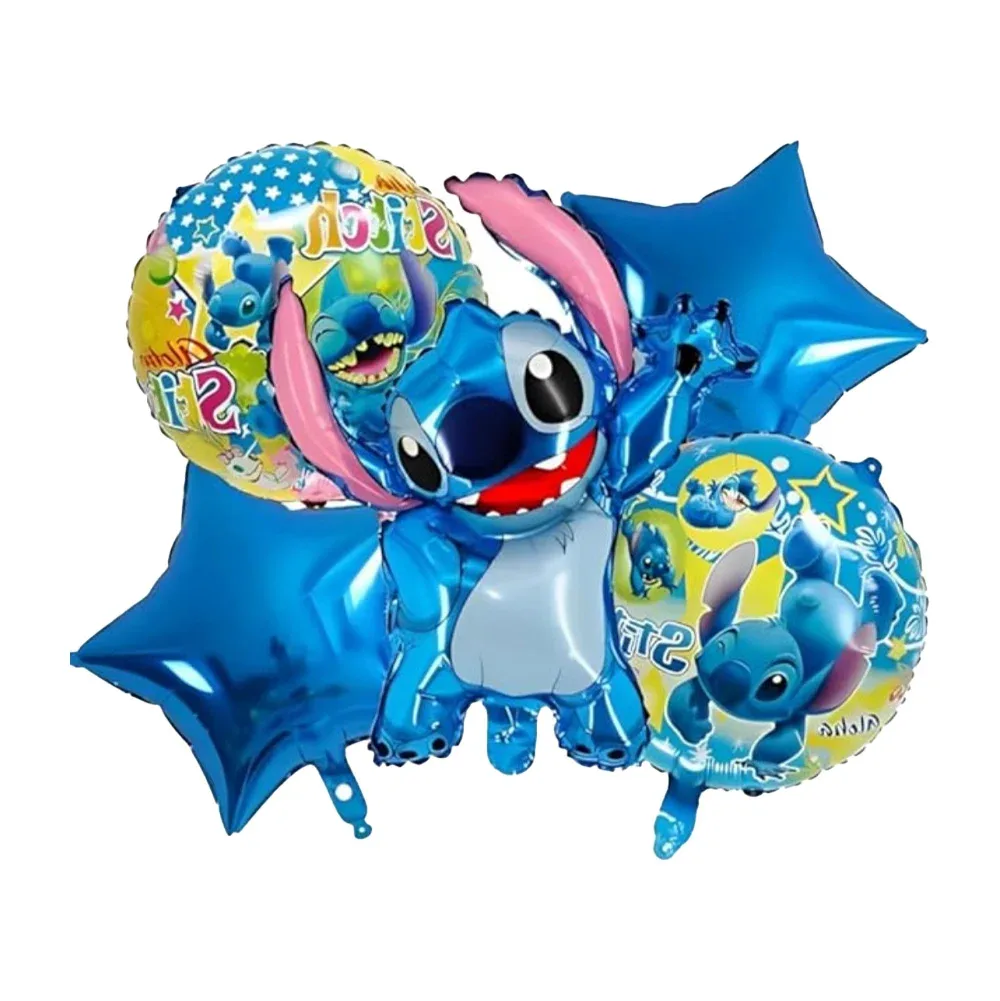 Paquete de 5 globos metálicos con diseño de stitch / rui xi / bq435