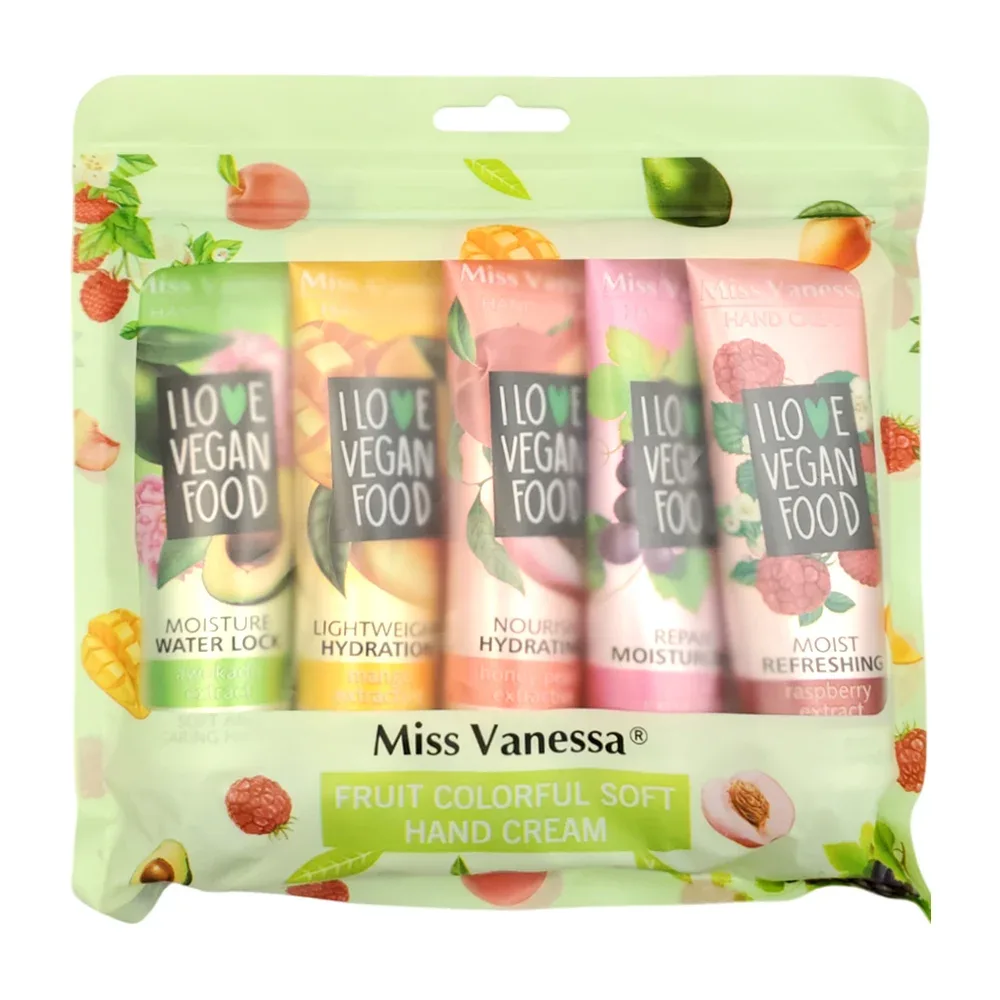 Paquete con 5 cremas para manos de 30ml con variedad de aromas frutales