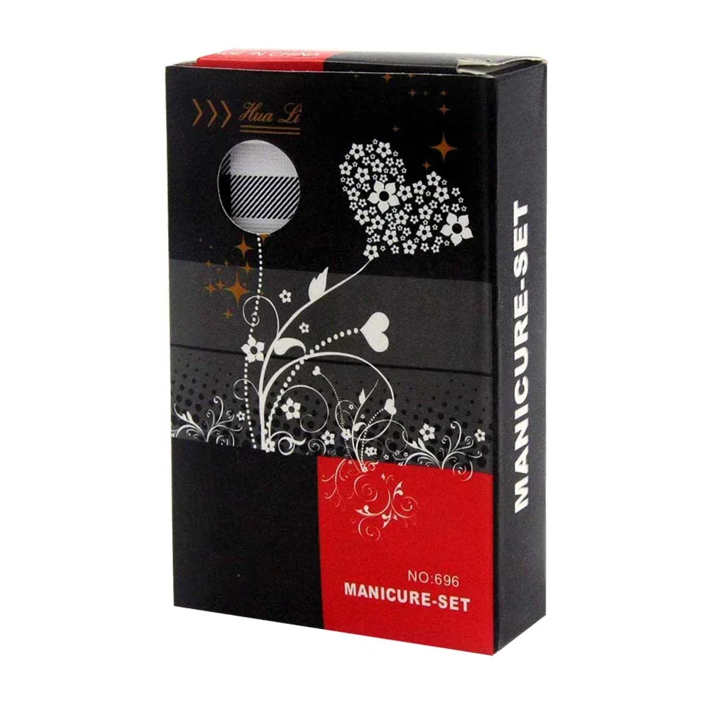 Estuche de manicura para el cuidado de las uñas con 6pzas de acero inoxidable, variedad de diseños / 23-zjj-001 / 696