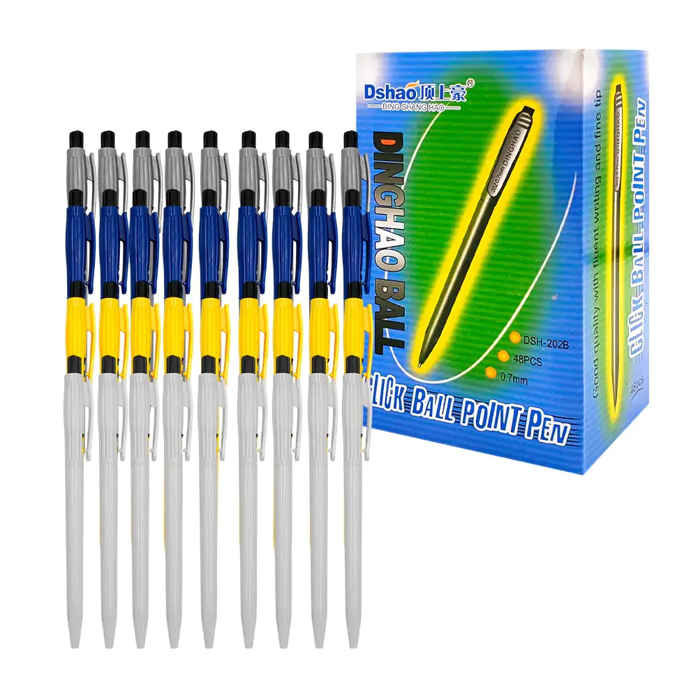Caja con 48 plumas - bolígrafos con tinta negra, 0.7mm, variedad de colores