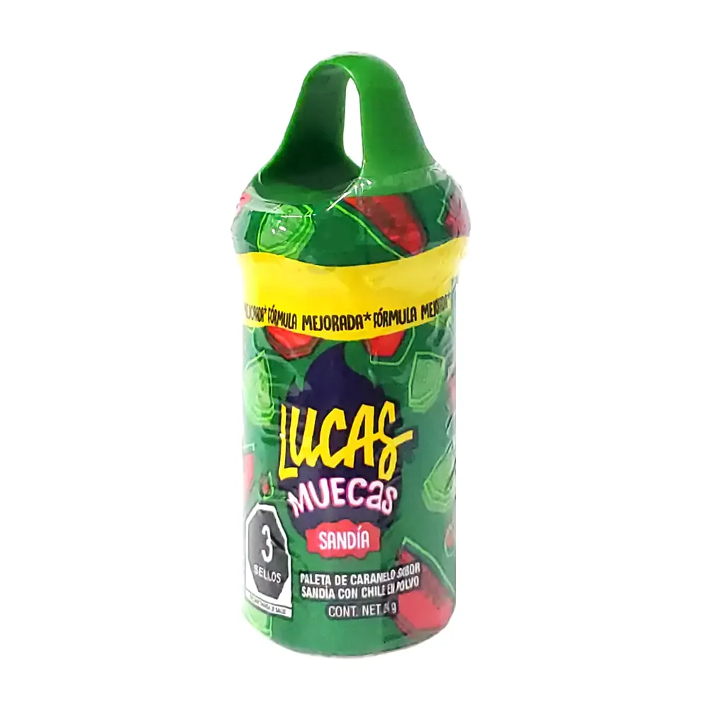 Lucas muecas sabor sandía con chile en polvo, 24g / lucas