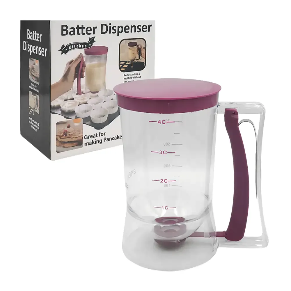 Dispensador de plástico con mango ergonómico y válvula antigoteo para masa