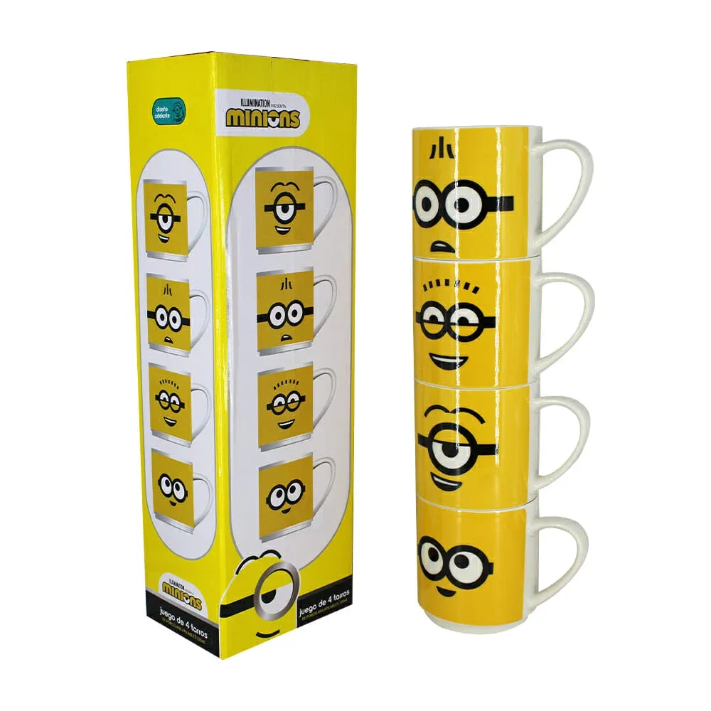 Juego de 4 tazas de porcelana apilables de 330ml mi villano favorito / minions 1754-37