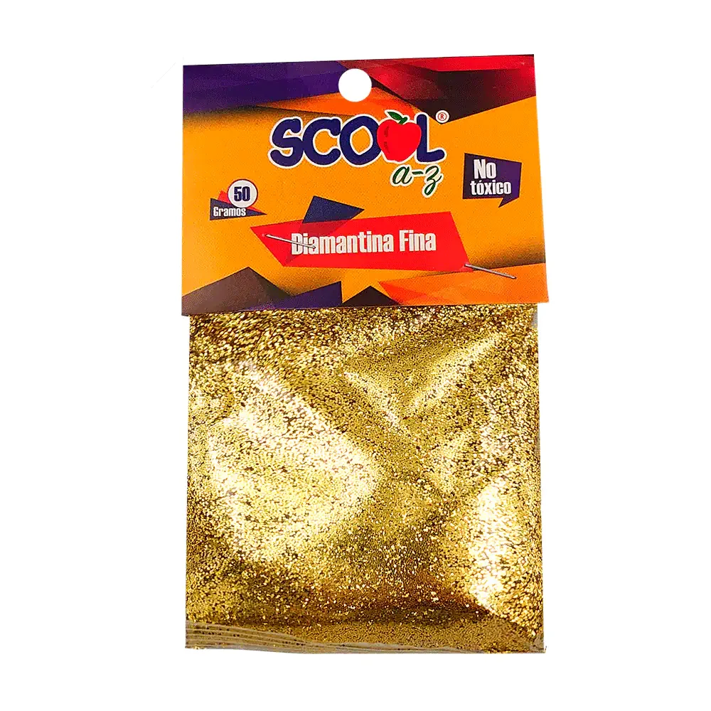 Bolsa de diamantina fina scool de 50g en color dorado / 10893