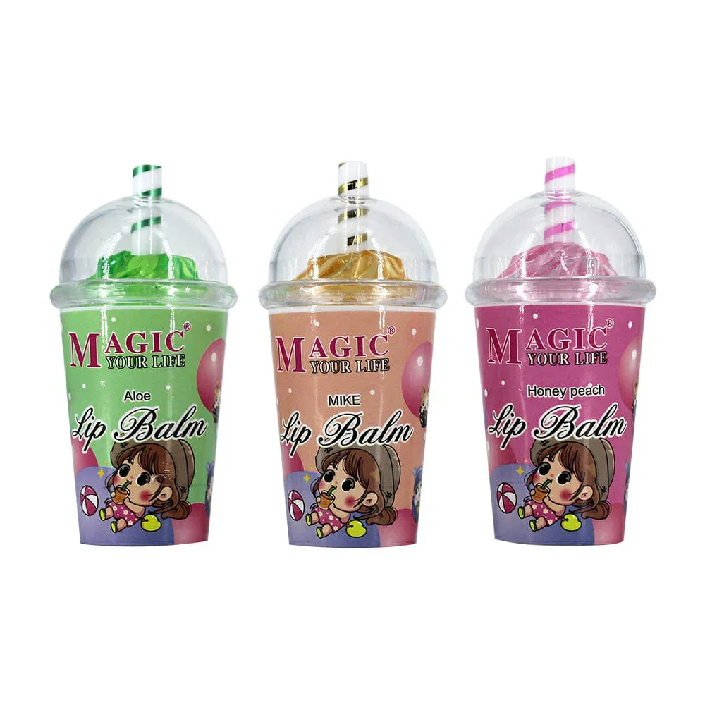 Bálsamo labial mágico con diseño de bebida, variedad de aromas / lc818 / cx-f210