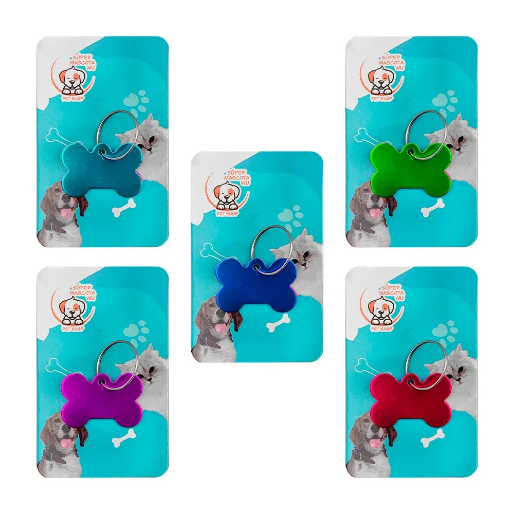 Placa decorativa con forma de hueso metálica en color liso, colores surtidos