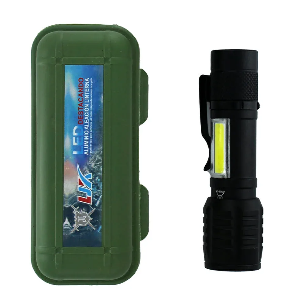 Linterna táctica pequeña recargable con iluminación lateral / ljk / cd-808-434
