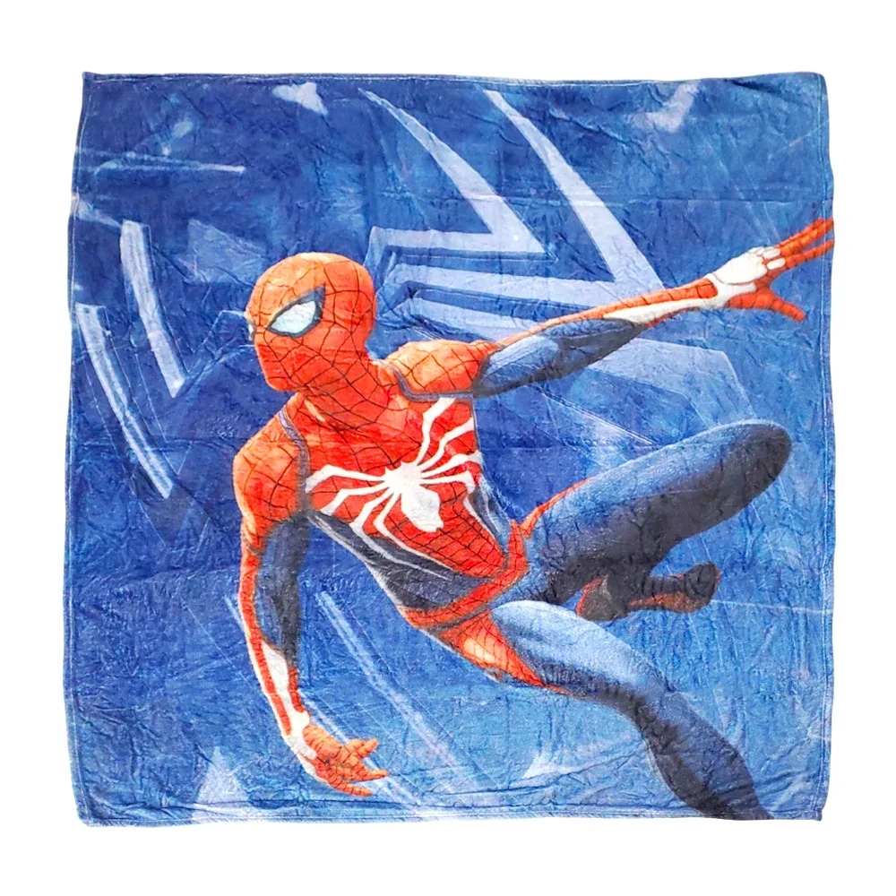 Cobija / cobertor afelpado con estampado de héroe spiderman con fondo azul