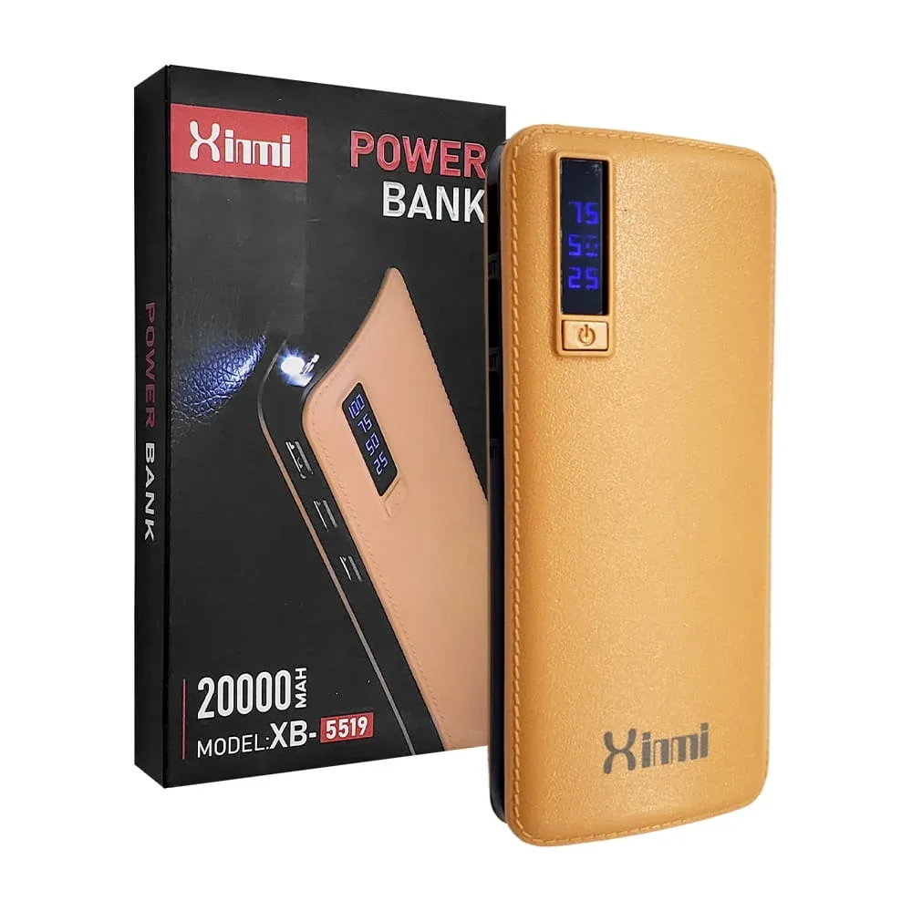 Power bank cargador portátil con 3 puertos usb, indicador de batería y capacidad para 20000mah, variedad de colores / xb-5519