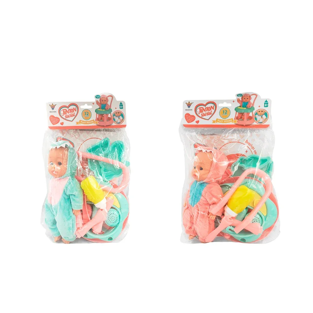 Muñeco bebé con tipo andadera, pijama kawaii + accesorios, variedad de modelos