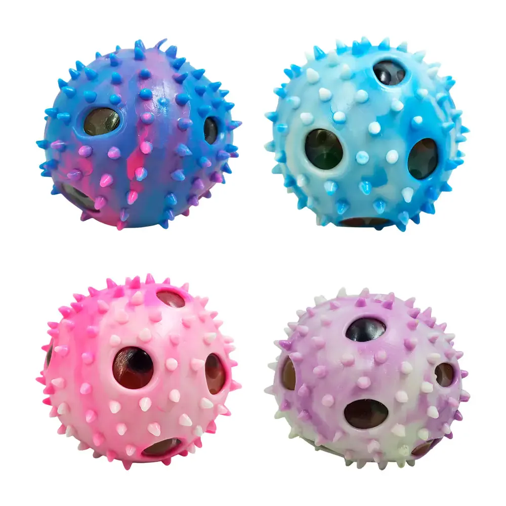 Pelota squeeze texturizada antiestrés con bolas de hidrogel y orificios, variedad