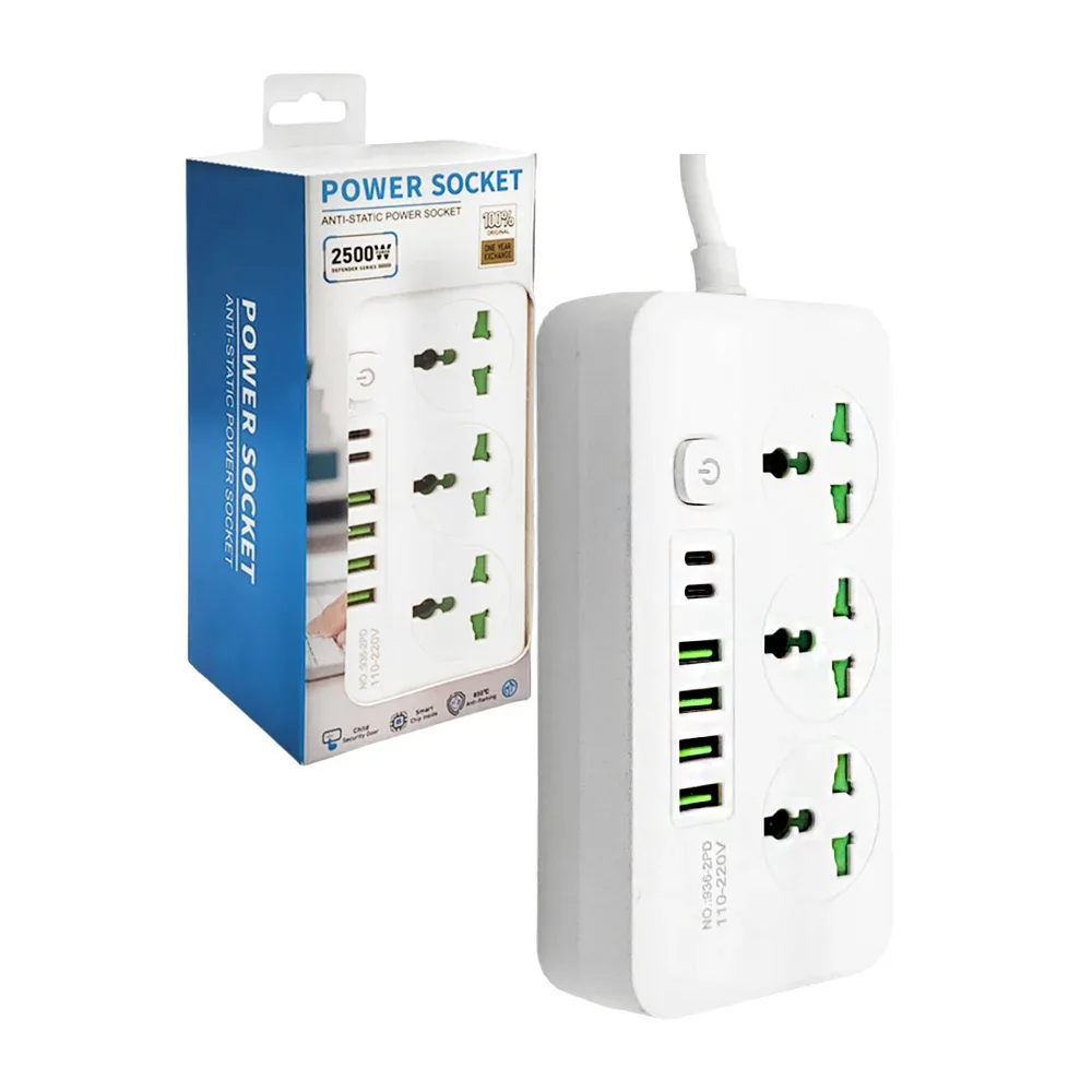 Multicontacto de pared 9 en 1 + botón de encendido para seguridad / 936-2pd