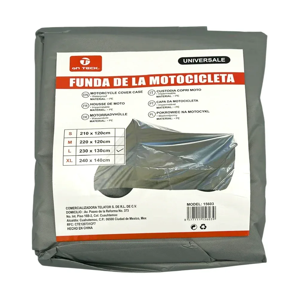 Funda cubierta lisa impermeable color plata para motocicleta, 230x130cm / on teck / 15603