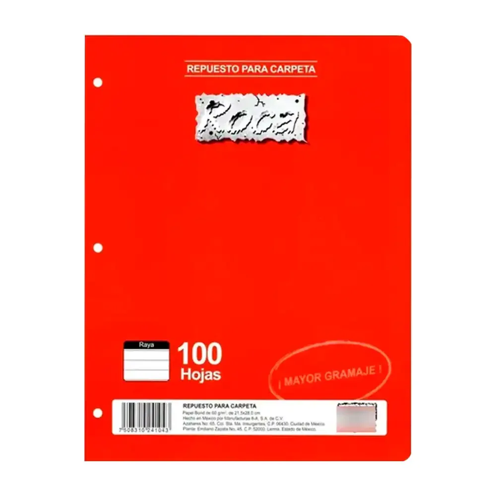 Repuesto hojas roca tamaño carta de raya 100 hojas / 241043