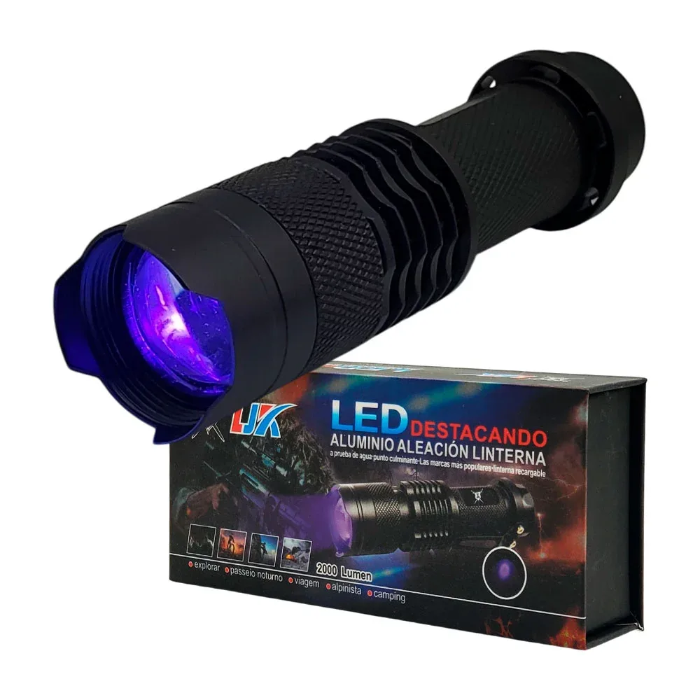 Mini linterna manual táctica con batería recargable, luz ultravioleta / dt-808-166