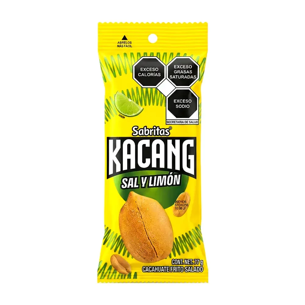 1pz bolsa de cacahuates sabritas kacang sabor sal y limón, 77g / 022175
