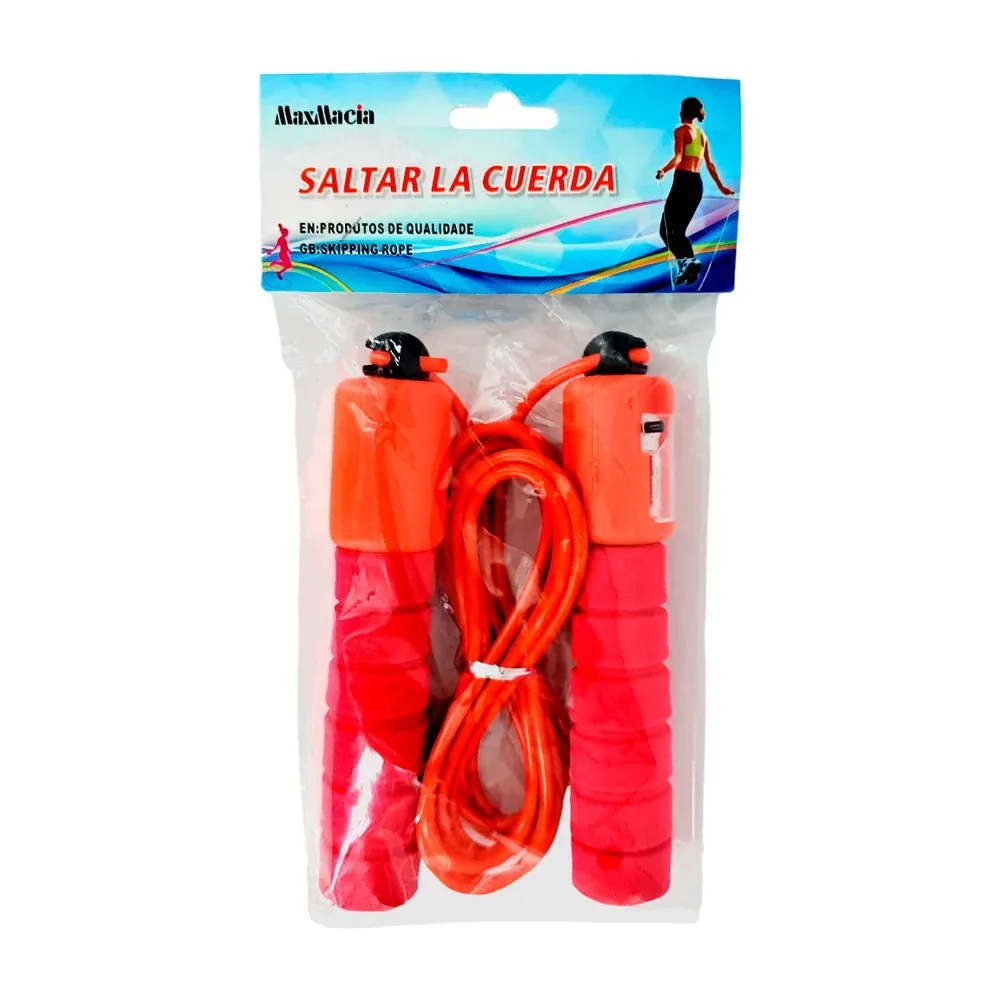 Cuerda para saltar con mango de plástico con espuma + contador de saltos, variedad de colores / maxmacia / 13913