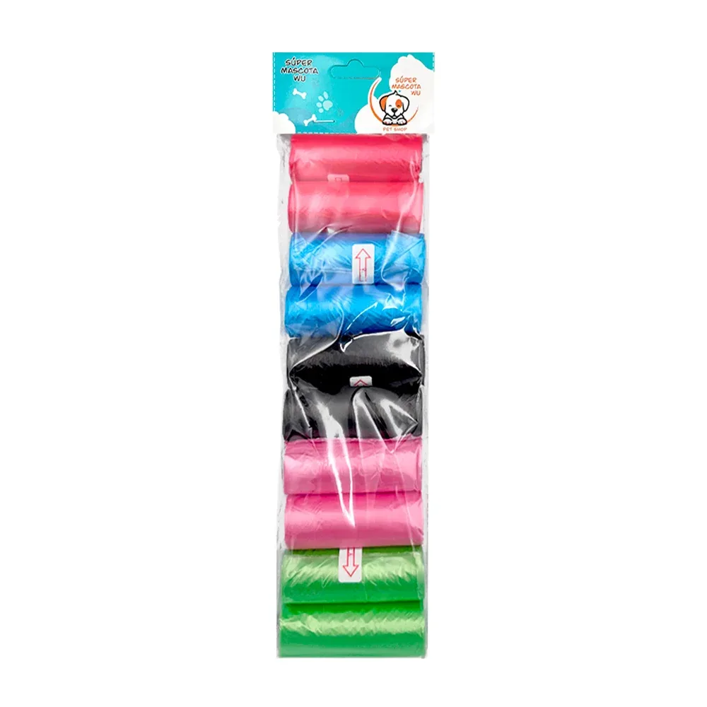 Paquete con 10 rollos de bolsas plásticas para heces, colores surtidos / 35398