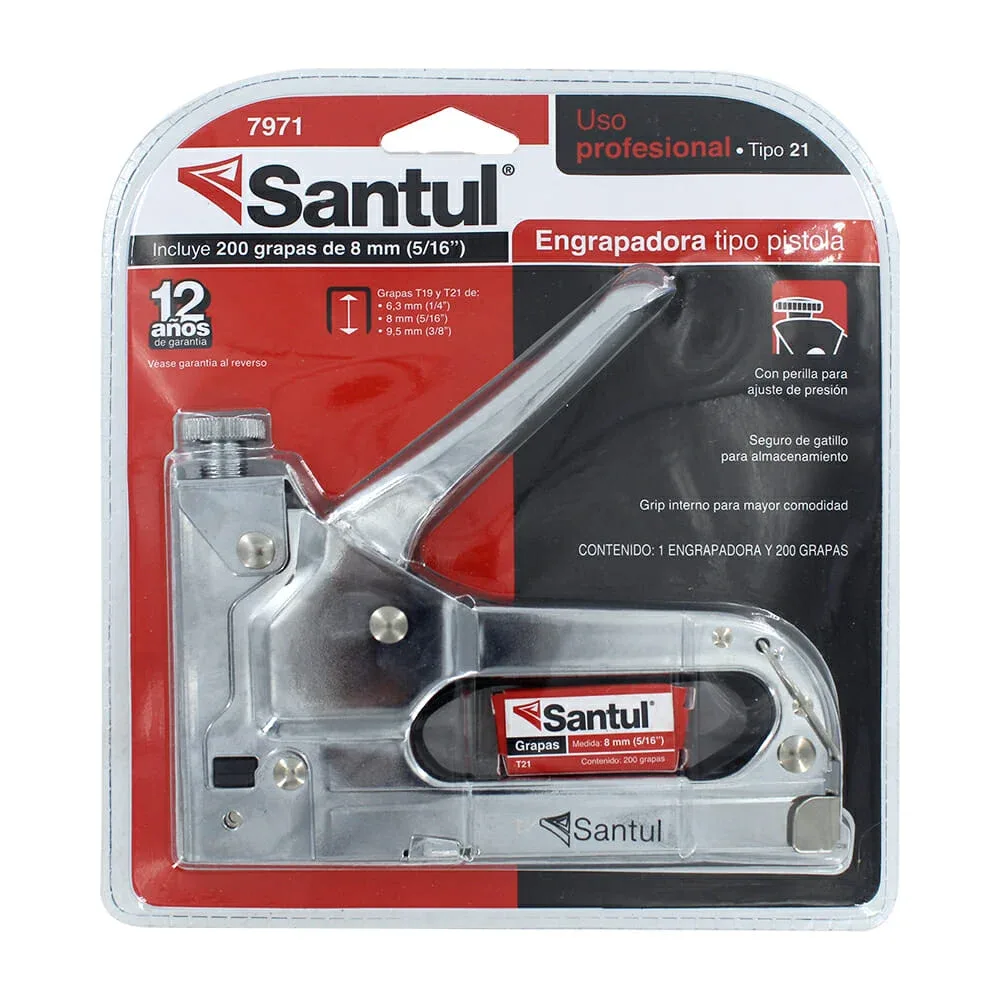 Engrapadora tipo pistola metálica santul de uso industrial para grapas de 8mm / 0421